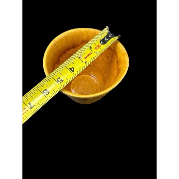 Vintage Caleramics USA Pottery 4x5 Flower pot Planter Basketweave Gold A-1409 - Picture 8 of 9